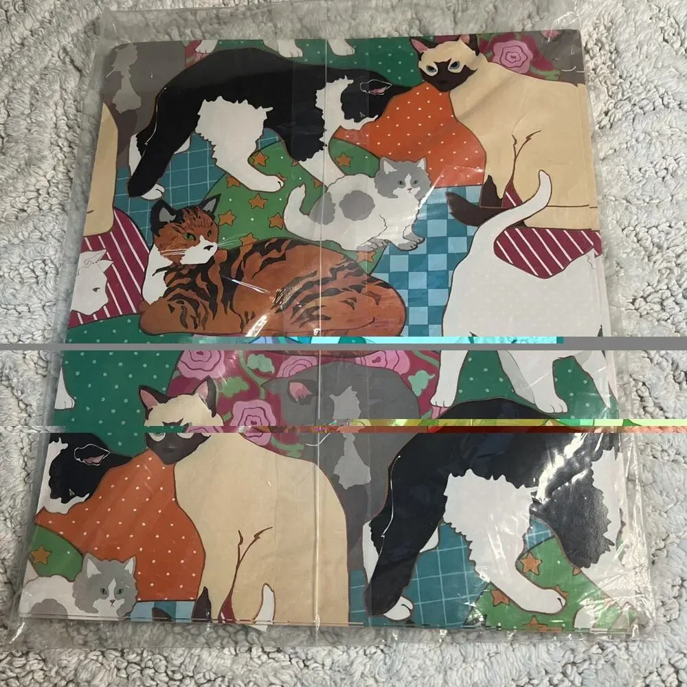 Vintage Classic Cats Current Gift Wrap Cards + Artfaire Rainbow Wrapping Paper
